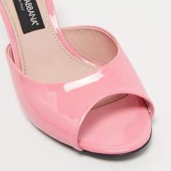 Dolce & Gabbana Pink Patent Leather Slide Sandals Size 39