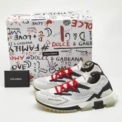 Pre Owned Dolce & Gabbana Black Knit Fabric Sorrento Sneakers Size 40