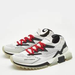 Pre Owned Dolce & Gabbana Black Knit Fabric Sorrento Sneakers Size 40