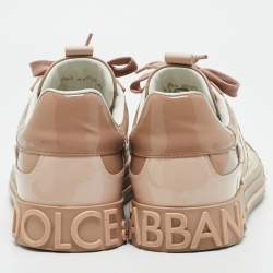 مملوكة مسبقًا حذاء رياضي دولتشي أند غابانا 2 زيرو كاستوم جلد بيج برباط مقاس 41