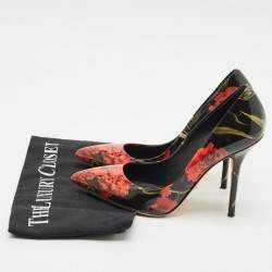 Pre Owned Dolce & Gabbana Multicolor Floral Print Patent Leather Pointed Toe Pumps Size 37.5