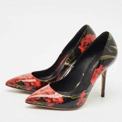 Pre Owned Dolce & Gabbana Multicolor Floral Print Patent Leather Pointed Toe Pumps Size 37.5