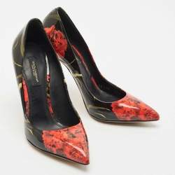 Pre Owned Dolce & Gabbana Multicolor Floral Print Patent Leather Pointed Toe Pumps Size 37.5