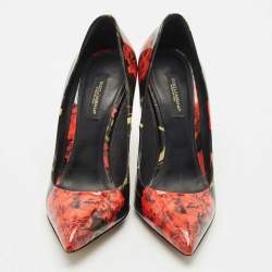Pre Owned Dolce & Gabbana Multicolor Floral Print Patent Leather Pointed Toe Pumps Size 37.5