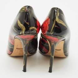 Pre Owned Dolce & Gabbana Multicolor Floral Print Patent Leather Pointed Toe Pumps Size 37.5
