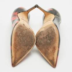 Pre Owned Dolce & Gabbana Multicolor Floral Print Patent Leather Pointed Toe Pumps Size 37.5