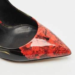 Pre Owned Dolce & Gabbana Multicolor Floral Print Patent Leather Pointed Toe Pumps Size 37.5