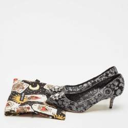 Dolce & Gabbana Silver/Black Lace Bellucci Crystal Embellished Pumps Size 40.5