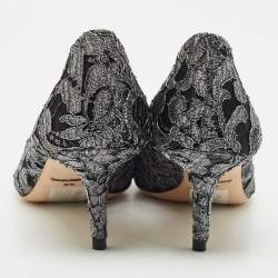 Dolce & Gabbana Silver/Black Lace Bellucci Crystal Embellished Pumps Size 40.5
