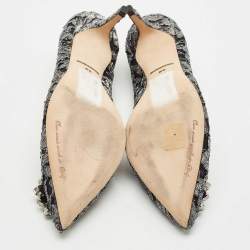 Dolce & Gabbana Silver/Black Lace Bellucci Crystal Embellished Pumps Size 40.5
