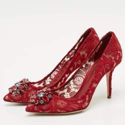 Dolce & Gabbana Red Lace Bellucci Pumps Size 40.5