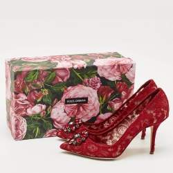 Dolce & Gabbana Red Lace Bellucci Pumps Size 40.5