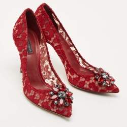 Dolce & Gabbana Red Lace Bellucci Pumps Size 40.5