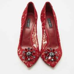Dolce & Gabbana Red Lace Bellucci Pumps Size 40.5