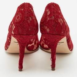 Dolce & Gabbana Red Lace Bellucci Pumps Size 40.5