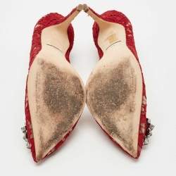 Dolce & Gabbana Red Lace Bellucci Pumps Size 40.5