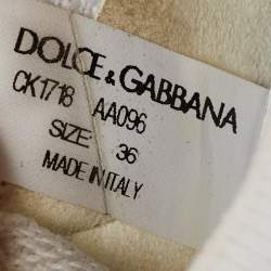 Dolce & Gabbana White Knit Fabric, Suede and Leather Sorrento Lace Up Sneakers Size 36