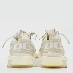 Dolce & Gabbana White Knit Fabric, Suede and Leather Sorrento Lace Up Sneakers Size 36