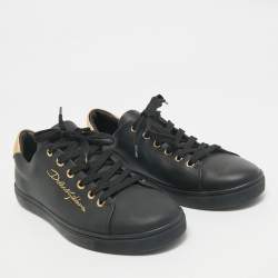 Dolce & Gabbana Black Leather Portofino Low Top Sneakers Size  40