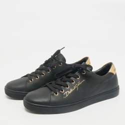 Dolce & Gabbana Black Leather Portofino Low Top Sneakers Size  40