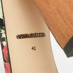 Dolce & Gabbana Multicolor Floral Print Patent Leather Ankle Strap Sandals Size 40
