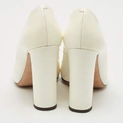 Dolce & Gabbana White Patent Leather Crystal Embellished Block Heel Pumps Size 40