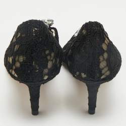 Dolce & Gabbana Black and Lace Bellucci Crystal Embellishment Pumps Size 38.5