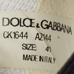 Dolce & Gabbana Silver/Black Fabric Crystal Embellished Sorrento Sneakers Size 41