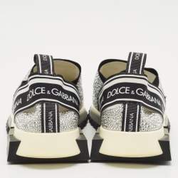 Dolce & Gabbana Silver/Black Fabric Crystal Embellished Sorrento Sneakers Size 41