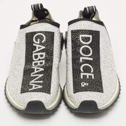 Dolce & Gabbana Silver/Black Fabric Crystal Embellished Sorrento Sneakers Size 41