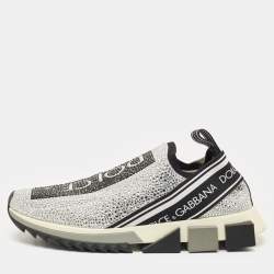 Dolce & Gabbana Silver/Black Fabric Crystal Embellished Sorrento Sneakers Size 41