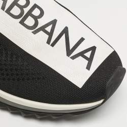 Dolce & Gabbana Black Knit Fabric Sorrento Slip On Sneakers Size 41