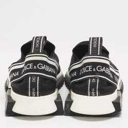 Dolce & Gabbana Black Knit Fabric Sorrento Slip On Sneakers Size 41