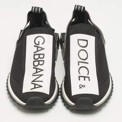 Dolce & Gabbana Black Knit Fabric Sorrento Slip On Sneakers Size 41