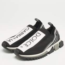 Dolce & Gabbana Black Knit Fabric Sorrento Slip On Sneakers Size 41