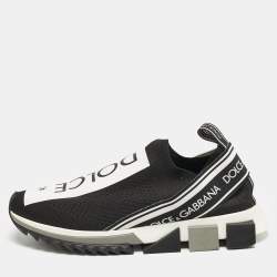 Dolce & Gabbana Black Knit Fabric Sorrento Slip On Sneakers Size 41