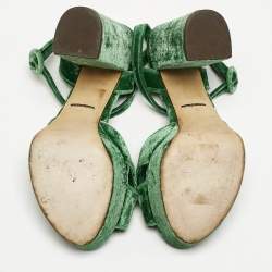 Dolce & Gabbana Green Velvet Keira Platform Sandals Size 39