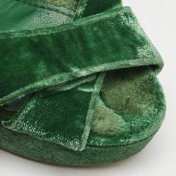 Dolce & Gabbana Green Velvet Keira Platform Sandals Size 39