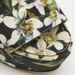 Dolce & Gabbana Multicolor Floral Print Fabric Wedge Sandals Size 39