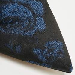 Dolce & Gabbana Black/Blue Knit Fabric Rose Gardinale Ankle Length Boots Size 37.5
