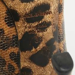 Dolce & Gabbana Beige/Brown Python Embossed Leather Platform Pumps Size 38