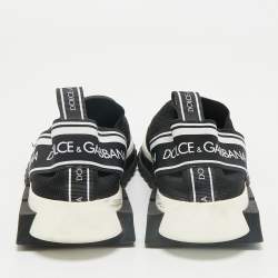 Dolce & Gabbana Black Knit Fabric Sorrento Slip On Sneakers Size 37