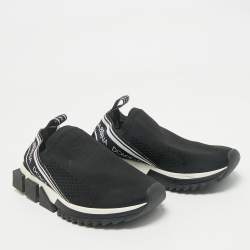 Dolce & Gabbana Black Knit Fabric Sorrento Slip On Sneakers Size 37