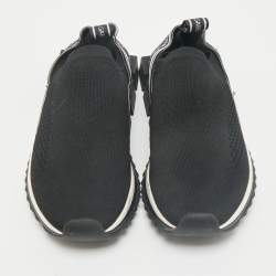 Dolce & Gabbana Black Knit Fabric Sorrento Slip On Sneakers Size 37