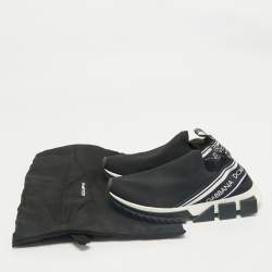 Dolce & Gabbana Black Knit Fabric Sorrento Slip On Sneakers Size 37