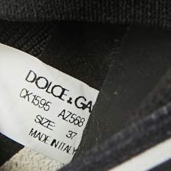 Dolce & Gabbana Black Knit Fabric Sorrento Slip On Sneakers Size 37