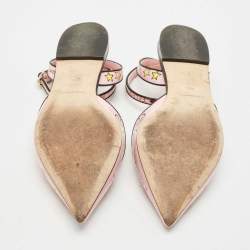 Pre Owned Dolce & Gabbana Multicolor Graffiti Leather Flat Sandals Size 36.5