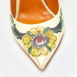 Dolce And Gabbana Multicolor Floral Saffiano Printed Patent Leather Pointed Toe Pumps Size 38