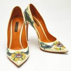Dolce And Gabbana Multicolor Floral Saffiano Printed Patent Leather Pointed Toe Pumps Size 38