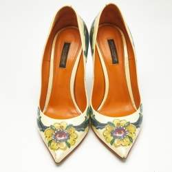 Dolce And Gabbana Multicolor Floral Saffiano Printed Patent Leather Pointed Toe Pumps Size 38